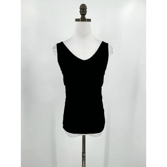 Majestic Filatures Extrafine Superwashed Black Stretch V Neck Top Sz 1/S - Picture 1 of 6